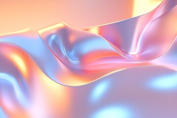 Aufkleber - Featuring smooth wave-like shapes in both matte and metallic finishes, this abstract 3D background showcases soft light reflections. The bold design offers a large blank area for text overlay