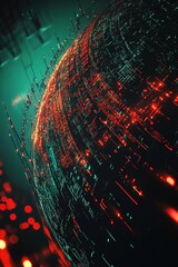 Poster - Visualize a tech-inspired transport system with an abstract 3D globe, showcasing glowing shipping routes linking major global cities