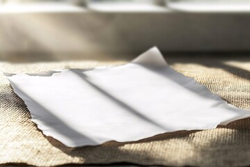 Aufkleber - Blank paper showing grain and shadows on burlap surface