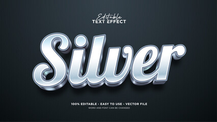 Poster - Silver text effect, editable luxury text style effect