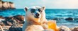 © Fortune228 - Polar bear relaxing on a beach with sunglasses and iced drink