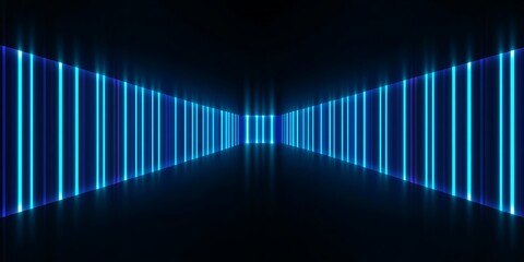 Poster - Blue neon laser lines abstract futuristic banner design. Technology  and futuristic geometric fantasy glow multi coloured neon lines 


