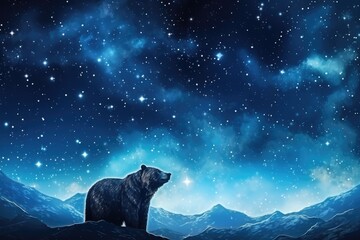 Wall Mural - Starry Sky with Ursa Major and Ursa Minor Constellations: Perfect for Astronomy and Space Themed Backgrounds