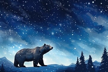 Wall Mural - Ursa Minor Constellation in Starry Sky. Nighttime Astronomy with Stars, Galaxy and Cosmos as Background