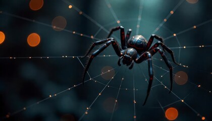 close-up-spiders-web-on-retro-vintage-black-color