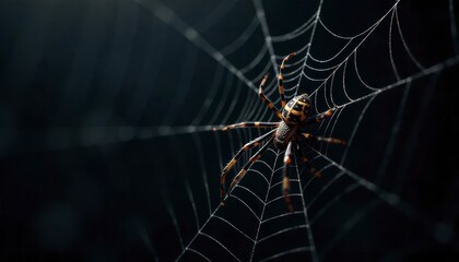 close-up-spiders-web-on-retro-vintage-black-color