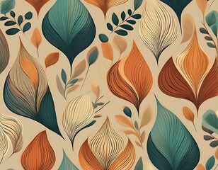 serene organic shapes seamless pattern in earthy tones for textile design and wallpaper backgrounds