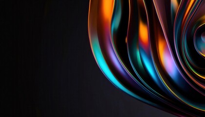 Poster - vibrant flowing abstract curves with luminous metallic hues for modern design, branding, or digital art inspiration