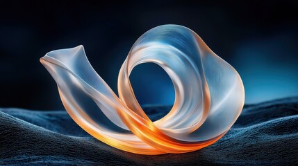 Poster - Winding translucent ribbons glowing softly abstract art digital artwork dark environment close-up view soft light concept