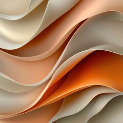 Poster - Soft interconnected waves creating serenity in pale orange and cream tones abstract art calm environment aesthetic view
