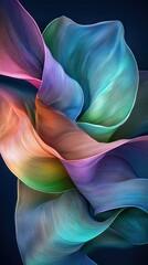 Poster - Dynamic glowing soft fluid ribbons twisting in abstract art digital space colorful visualization