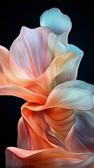 Poster - Soft translucent flowing layers blending gently in abstract art studio digital design dark background close-up aesthetic