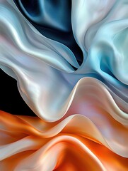 Poster - Fluid motion of pearlescent waves abstract art vibrant colors digital artwork close-up aesthetic design
