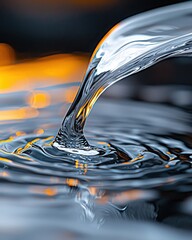 Poster - Flowing liquid silver streams nature's art water motion soft glowing environment close-up view tranquil concept