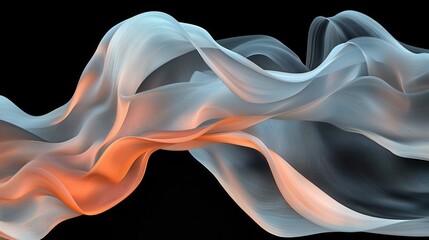 Poster - Translucent light streams flowing like liquid abstract digital art dark background ethereal design concept