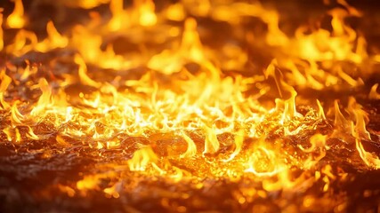 Poster - Flames dance over a molten surface in a mesmerizing display of heat and light