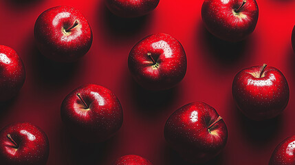 Wall Mural - Red apples background, fresh tasty fruits