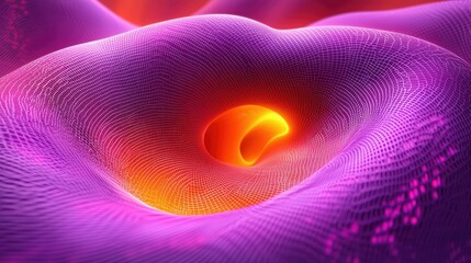 Poster - Abstract Purple And Orange Mesh Wave Design