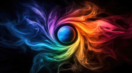 Poster - Vibrant swirling colorful galaxy design digital art cosmic environment abstract viewpoint visual concept for creativity