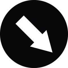 Poster - Down right arrow icon in trendy style . Down right direction arrow icon vector