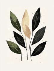 Poster - Elegant arrangement of abstract leaves in various shades on a minimalist background