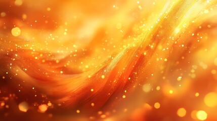 Aufkleber - Vibrant orange wave with sparkling particles creates a warm and inviting atmosphere. Generative AI