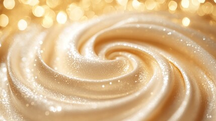 Poster - Swirling golden cream texture with shimmering accents creates a visually enchanting display of luxury. Generative AI