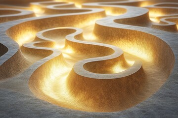 Aufkleber - Intricate patterns of illuminated waves creating a stunning visual effect in a textured surface. Generative AI