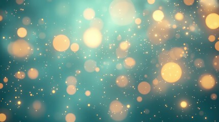 Poster - Background with shimmering golden bokeh lights on a teal backdrop creating a festive atmosphere. Generative AI