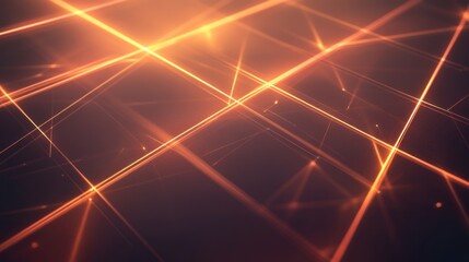 Fototapete - Bright orange lines intersecting in a vibrant abstract design in a dark background. Generative AI