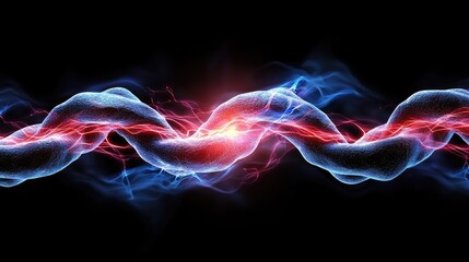 Poster - Dynamic energy flow abstract digital art vibrant colors dark background futuristic concept