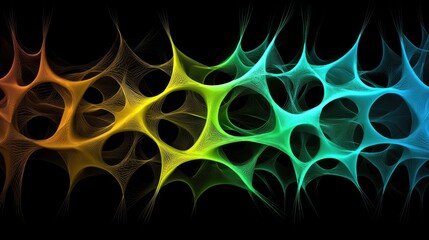 Poster - Dynamic abstract visualization of colorful lines digital art modern dark background creative perspective