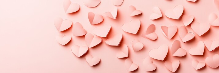 Poster - Delicate pink paper hearts form a charming design, evoking feelings of love and romance, perfect for valentine's day, mother's day, or spring themed projects