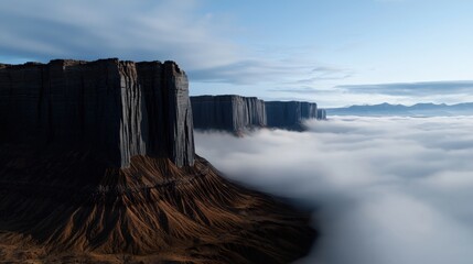 Wall Mural - a mountain range is surrounded by clouds