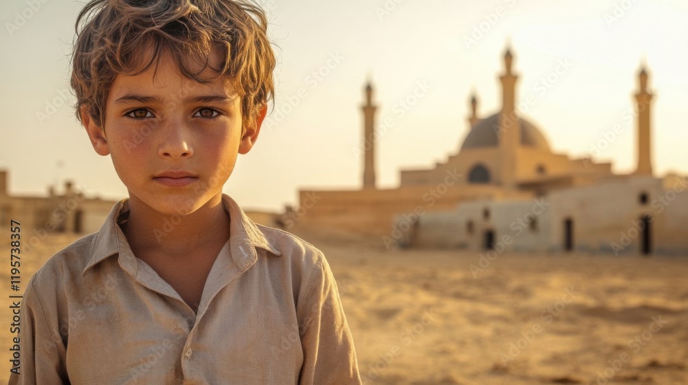 Young Middle Eastern boy outdoors. Stock Photo | Adobe Stock