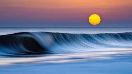 Wall Mural - a wave breaking on the shore at sunset