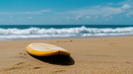 Wall Mural - a surfboard on the beach