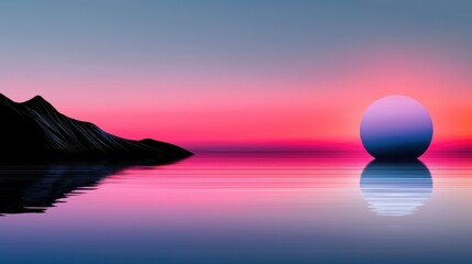 Wall Mural - a large egg is sitting on the water at sunset