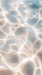 Poster - Crystal clear water ripples gently above a sandy bottom, with sunlight dancing and creating mesmerizing patterns, perfect for backgrounds and designs related to summer, tranquility, and nature