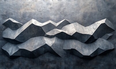 Poster - A concrete wall with 3D relief resembling abstract mountain ranges