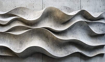 Poster - A concrete wall with smooth, undulating relief patterns that evoke the feeling of fluid motion