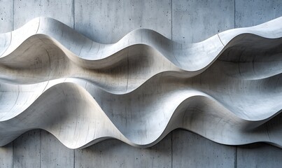 Poster - A concrete wall with smooth, undulating relief patterns that evoke the feeling of fluid motion
