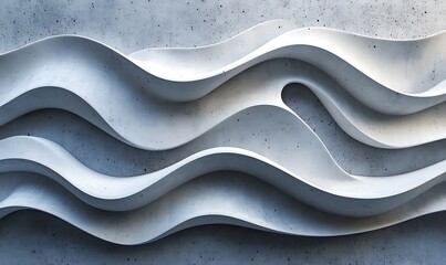 Poster - A 3D concrete wall with flowing, wave-like relief patterns