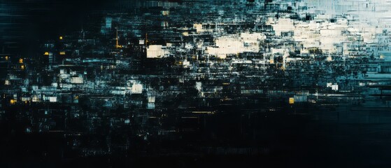 Poster - exploring distorted patterns in glitch texture and abstract digital noise composition