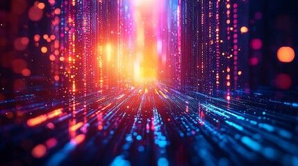 Poster - Abstract colorful digital data stream tunnel.