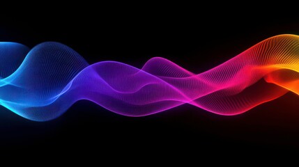 Poster - Abstract colorful wave flowing on black background.