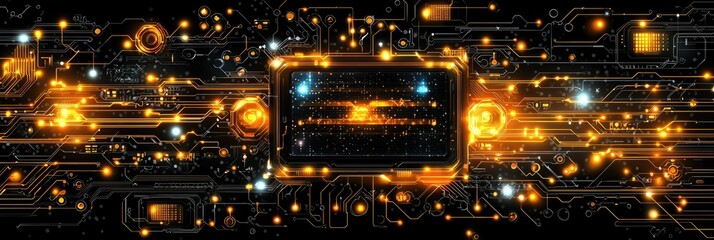 Poster - Glowing Circuit Board Abstract Technology Design
