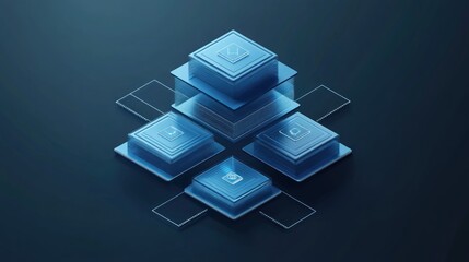 Poster - Abstract Blue Cubes Network Digital Technology
