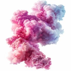 Aufkleber - Colorful ink cloud swirling in water, creating abstract shapes against a white backdrop