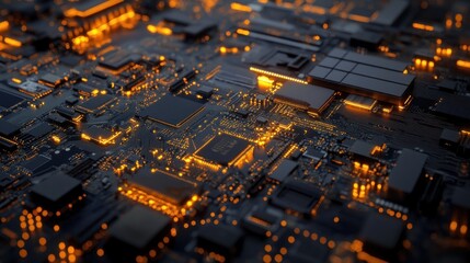 Aufkleber - Illuminated Circuit Board Complex Technological Design
